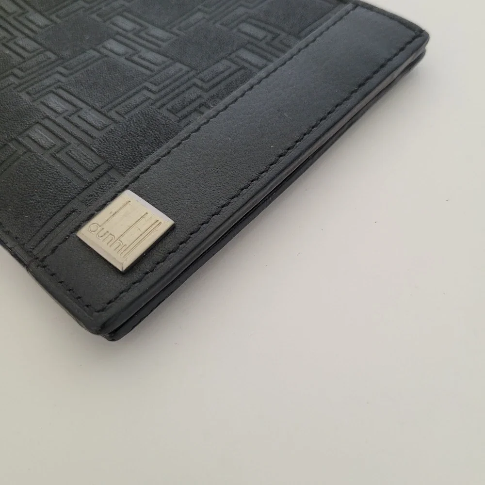 Dunhill London Mens Black Leather Geometric Maze Bifold Wallet Made in France